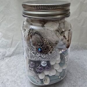 Assorted Jewelry in Mason Jar
